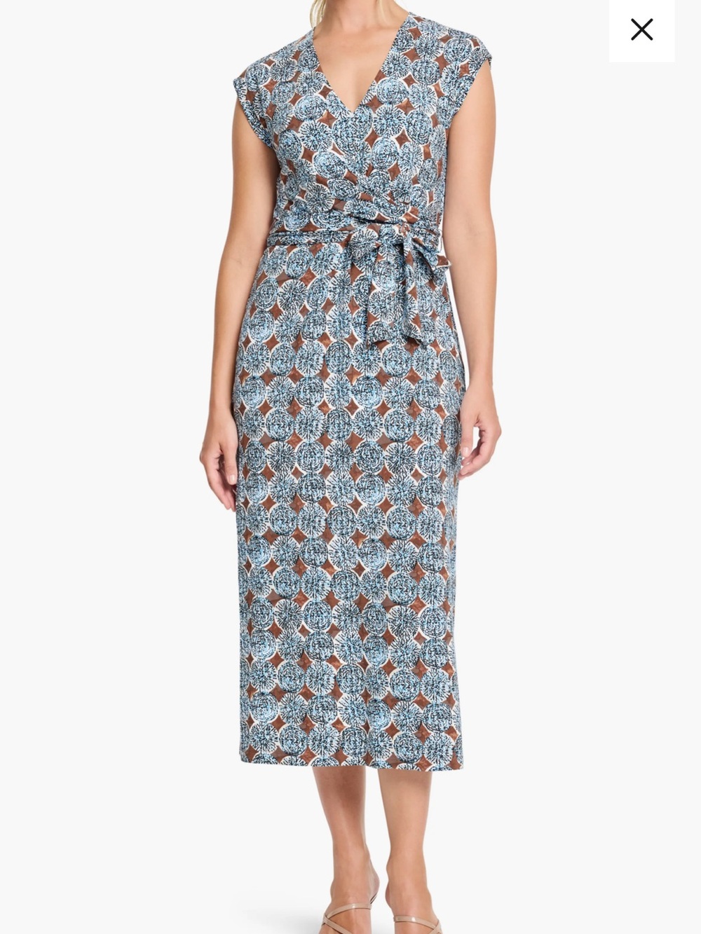NIC+ZOE Blue Multi Printed Tie-Waist Midi Skirt